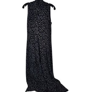 VTG Ronni Nicole Midi Dress Womens L Sleeveless Sparkle Floral‎ Stretch Black